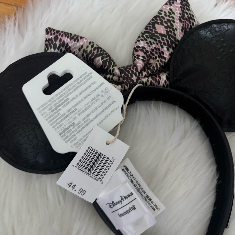 Disney Loungefly Pink Snake Print Minnie Mouse Ears - Picture 5 of 6